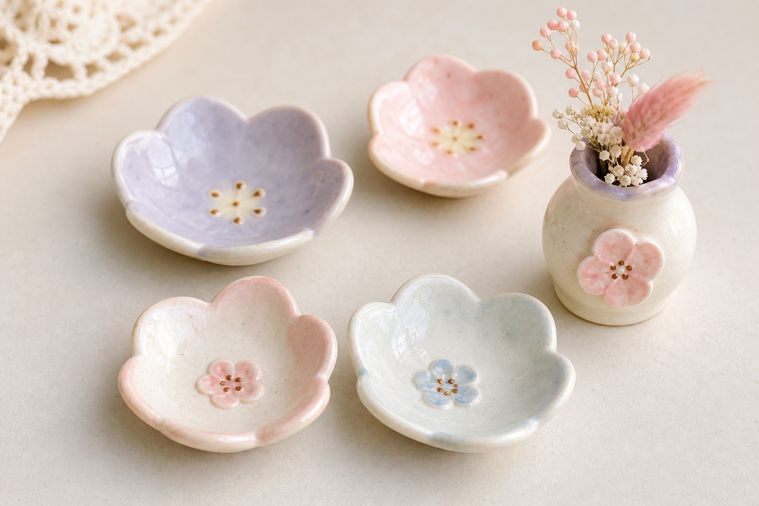花びらのような小さな陶の小皿